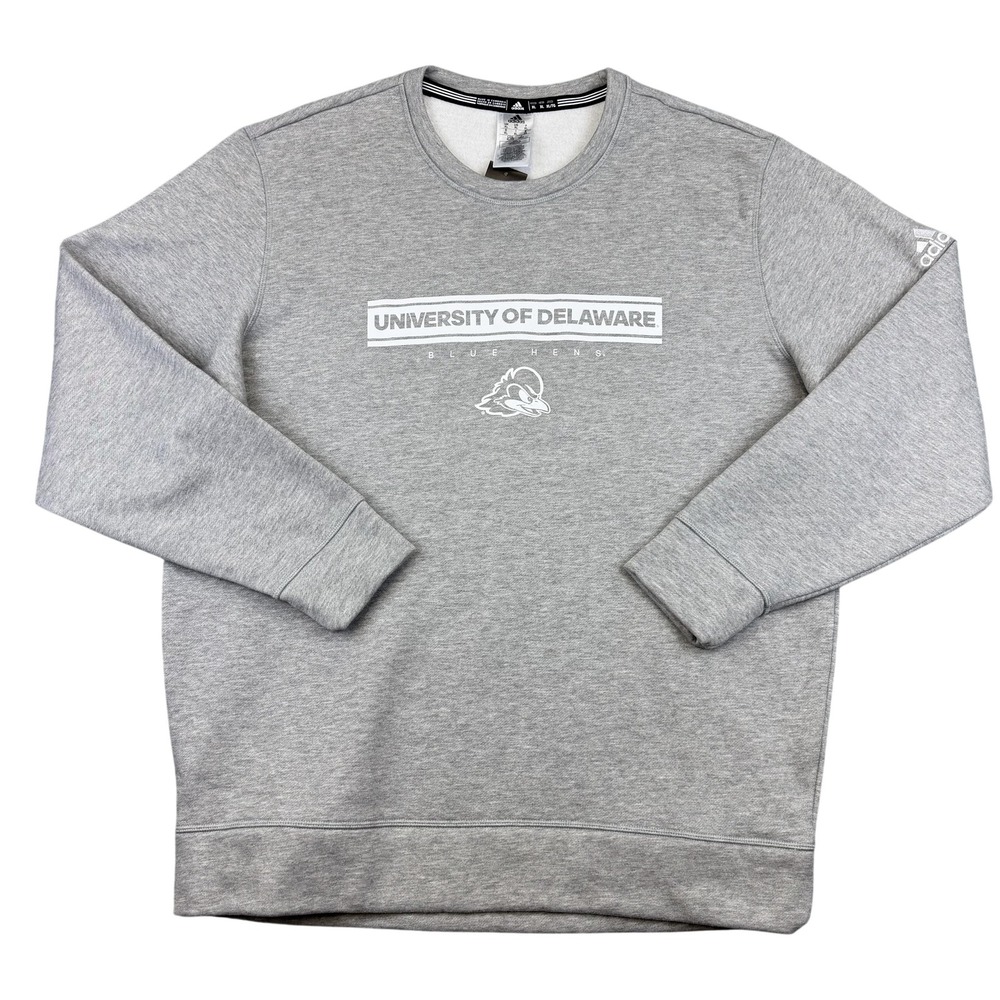 Delaware Fightin Blue Hens Sweatshirt Mens XL Gray NCAA Football Adidas Crewneck